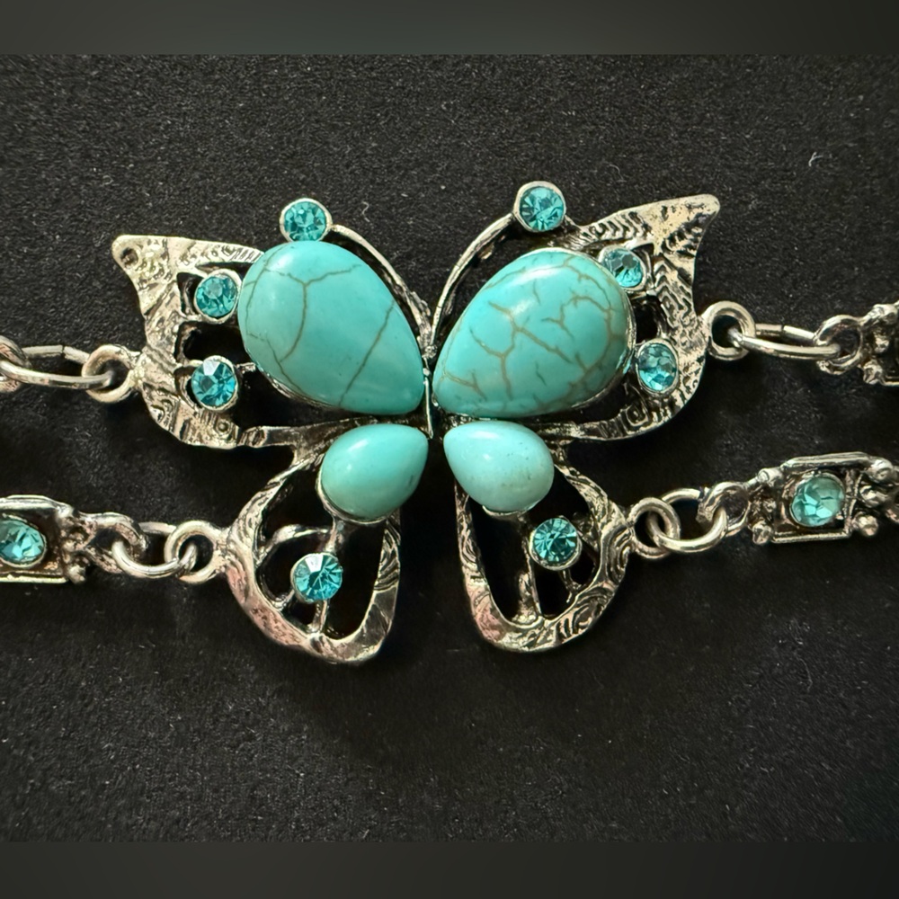 Turquoise & silver Butterfly Bracelet costume - Picture 4 of 7